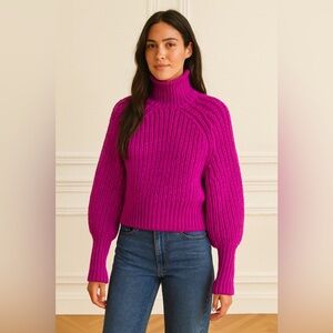 H&M Chunky Knit Turtleneck Sweater – Fuchsia / Magenta – Size S C033